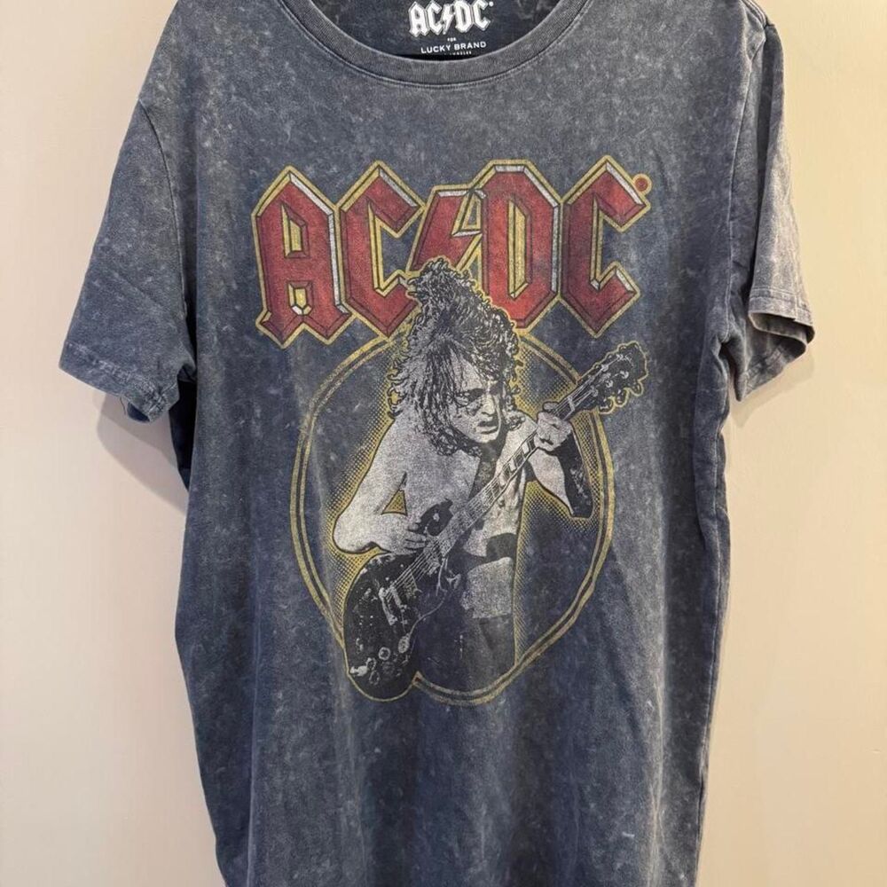 Lucky-brand Men's Grey and Black T-shirt